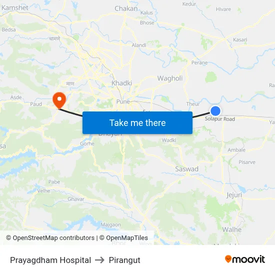 प्रयागधाम हॉस्पिटल to पिरंगुत map