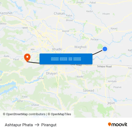 अष्टापुर फाटा to पिरंगुत map