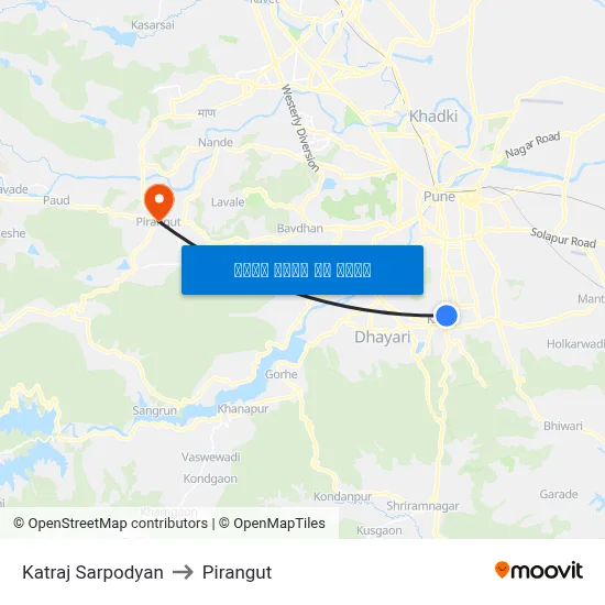 कात्रज सर्पोद्यान to पिरंगुत map