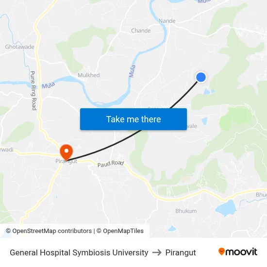 General Hospital Symbiosis University to पिरंगुत map