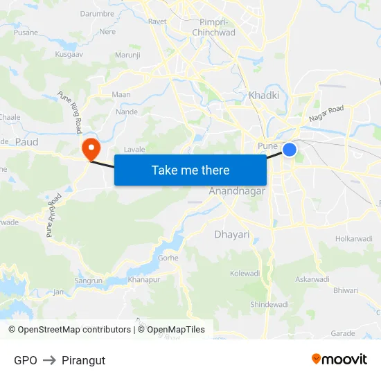 जीपीओ to पिरंगुत map