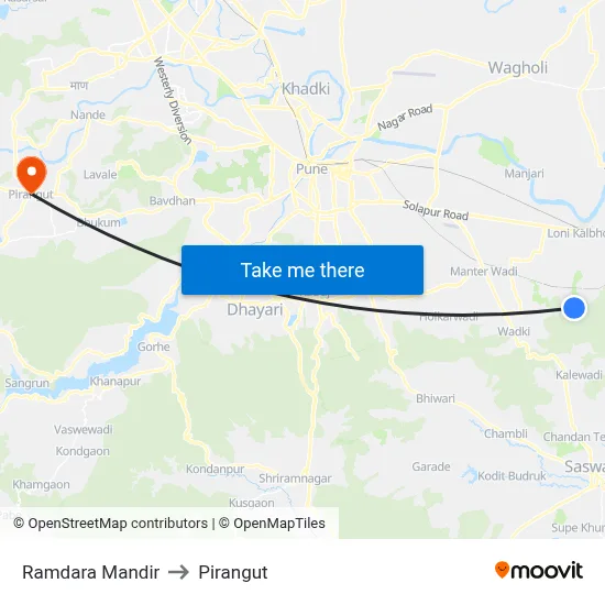 रामदरा मंदिर to पिरंगुत map