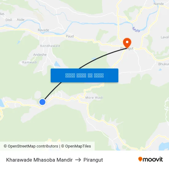 खरवडे म्हसोबा मंदिर to पिरंगुत map