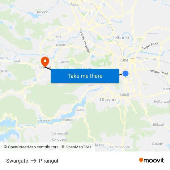 Swargate to Pirangut map