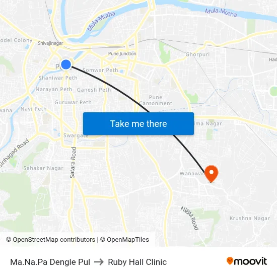 Ma.Na.Pa Dengle Pul to Ruby Hall Clinic map