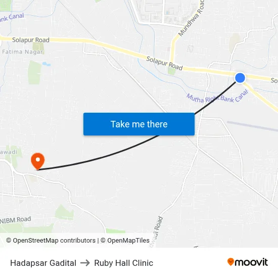 Hadapsar Gadital to Ruby Hall Clinic map