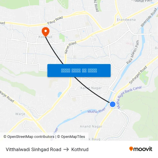 विठ्ठलवाडी सिंहगड रोड to कोथरुड map