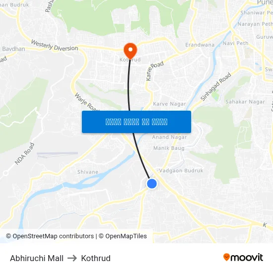 अभिरुचि मॉल to कोथरुड map