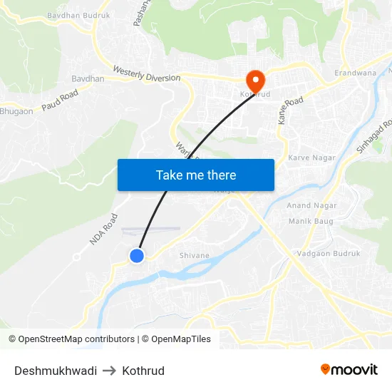 Deshmukhwadi to Kothrud map