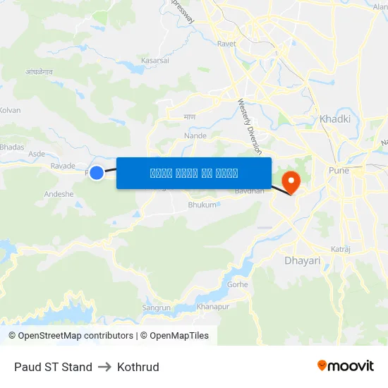 पौड एसटी स्टैंड to कोथरुड map