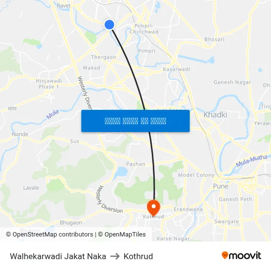 वल्हेकरवाडी जकात नाका to कोथरुड map