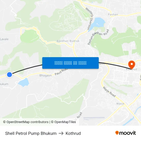 शेल पेट्रोल पंप भुकुम to कोथरुड map