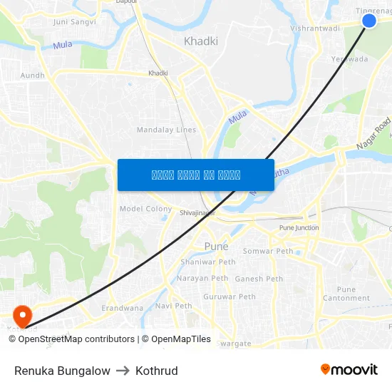 रेणुका बंगलो to कोथरुड map