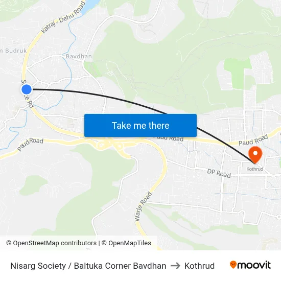 निसर्ग सोसायटी / बाल्टुका कॉर्नर बावधन to कोथरुड map