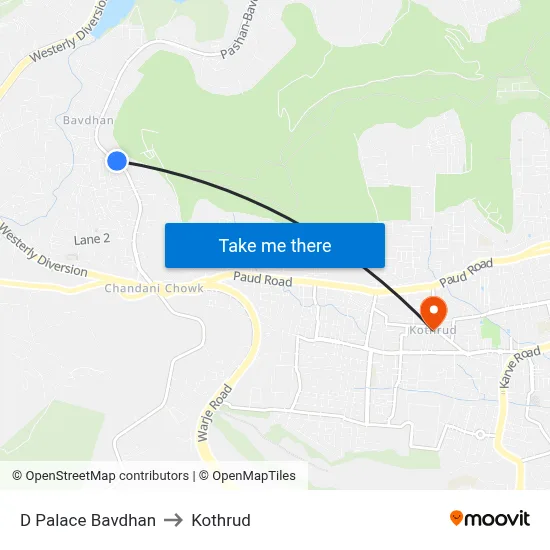 D Palace Bavdhan to Kothrud map