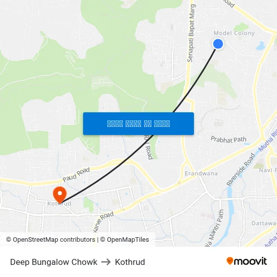Deep Bungalow Chowk to Kothrud map