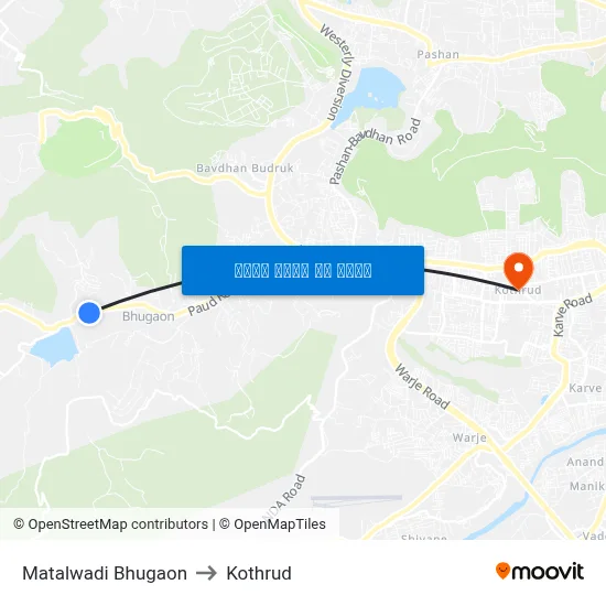 मटालवाडी भुगाव to कोथरुड map