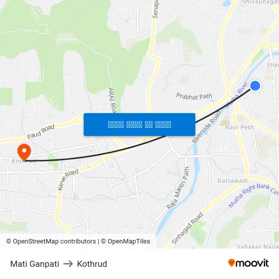 माती गणपति to कोथरुड map