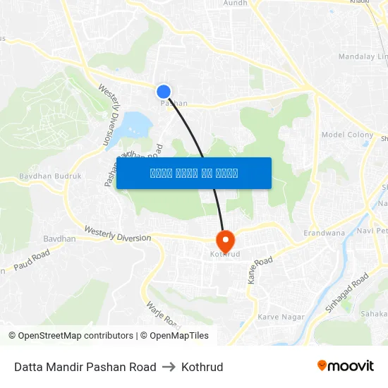 दत्त मंदिर पाषाण रोड to कोथरुड map