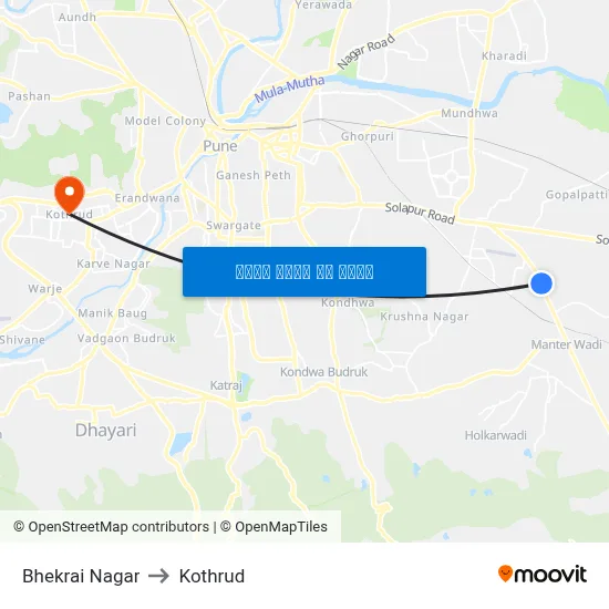 Bhekrai Nagar to Kothrud map