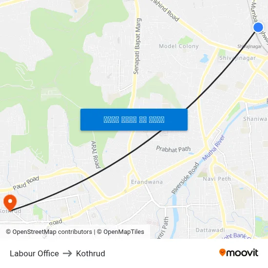 श्रम कार्यालय to कोथरुड map