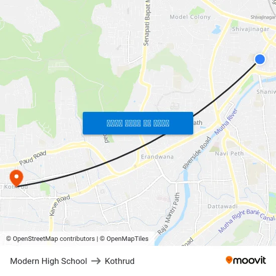 मॉडर्न हाई स्कूल to कोथरुड map
