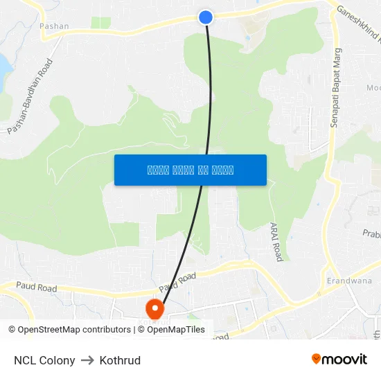 एनसीएल कॉलोनी to कोथरुड map