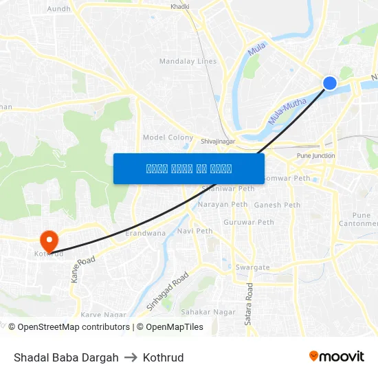 शादल बाबा दरगाह to कोथरुड map