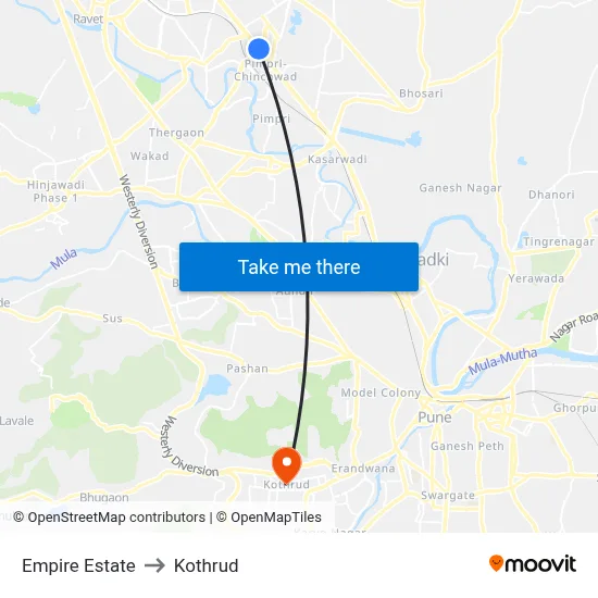 Empire Estate to Kothrud map