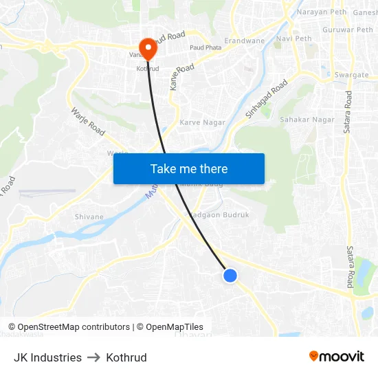 जेके इंडस्ट्रीज to कोथरुड map