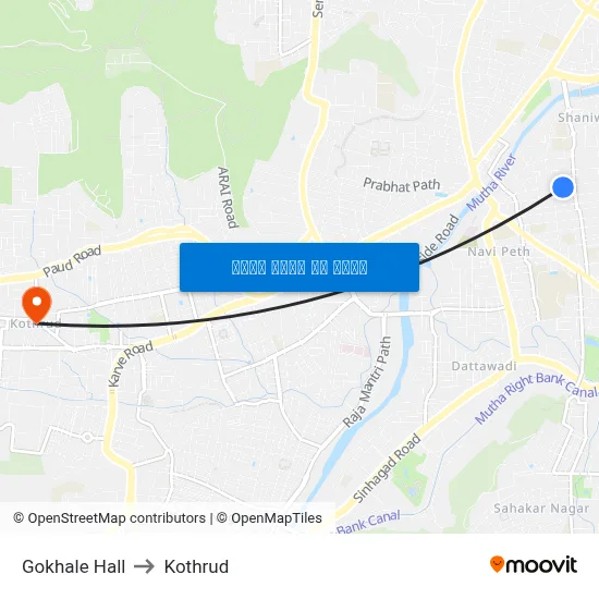 गोखले हॉल to कोथरुड map