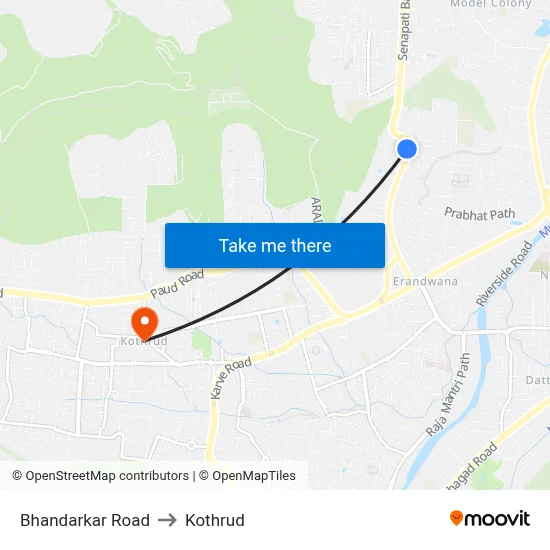 Bhandarkar Road to Kothrud map