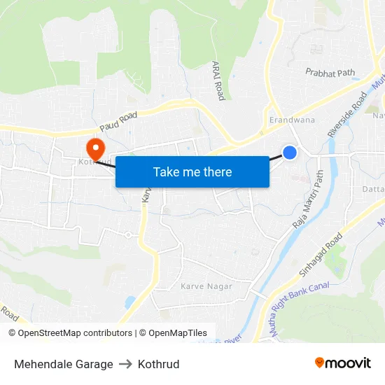 Mehendale Garage to Kothrud map