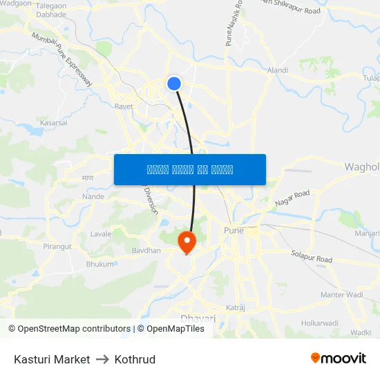 Kasturi Market to Kothrud map