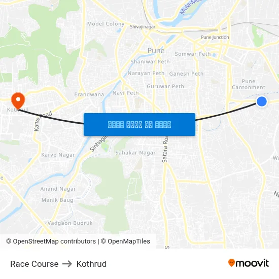रेस कोर्स to कोथरुड map