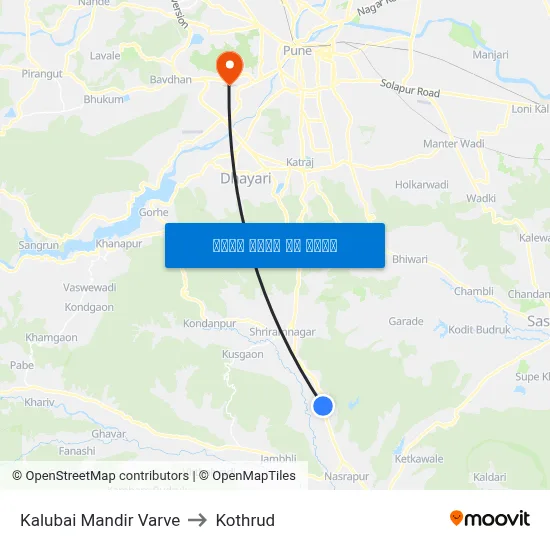 काळूबाई मंदिर वारवे to कोथरुड map