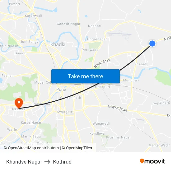 Khandve Nagar to Kothrud map