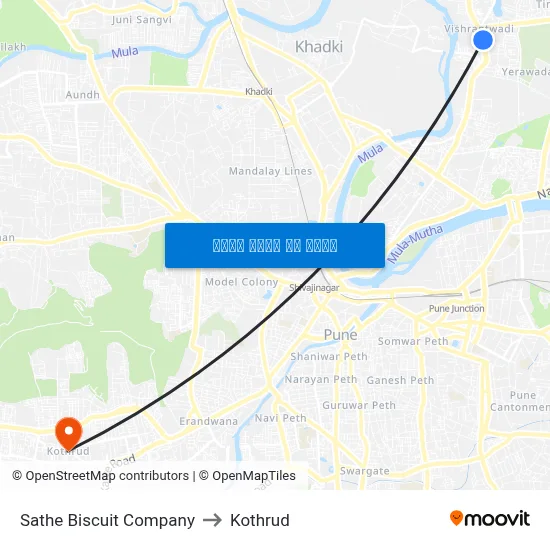 साठे बिस्किट कंपनी to कोथरुड map