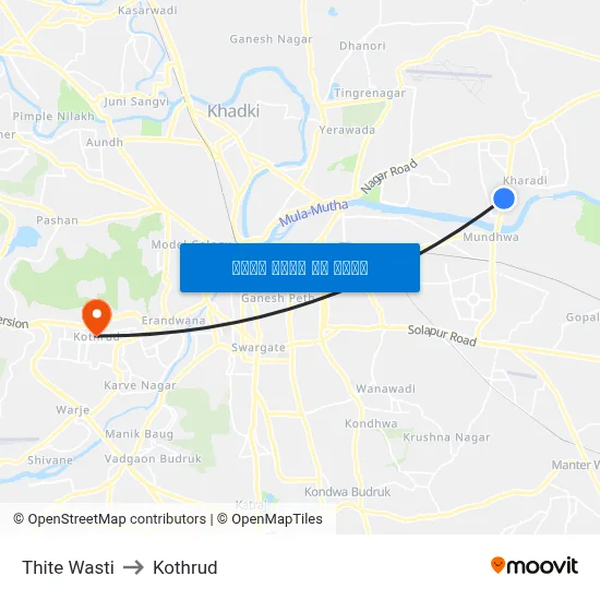 ठिते वस्ती to कोथरुड map