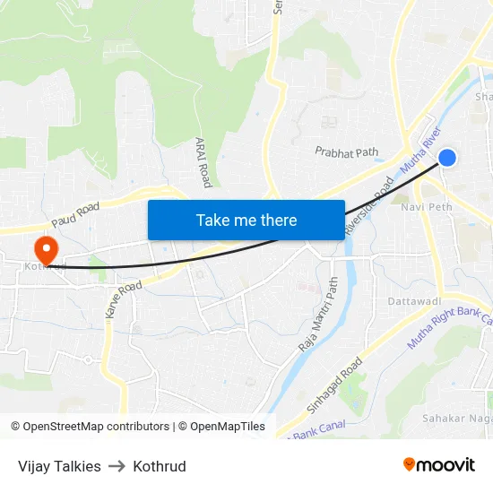 Vijay Talkies to Kothrud map