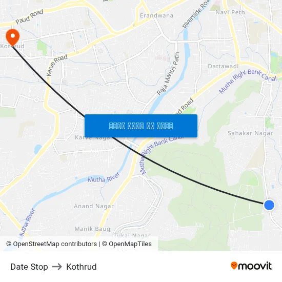 दाते स्टॉप to कोथरुड map
