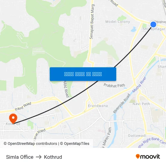 सिमला ऑफिस to कोथरुड map