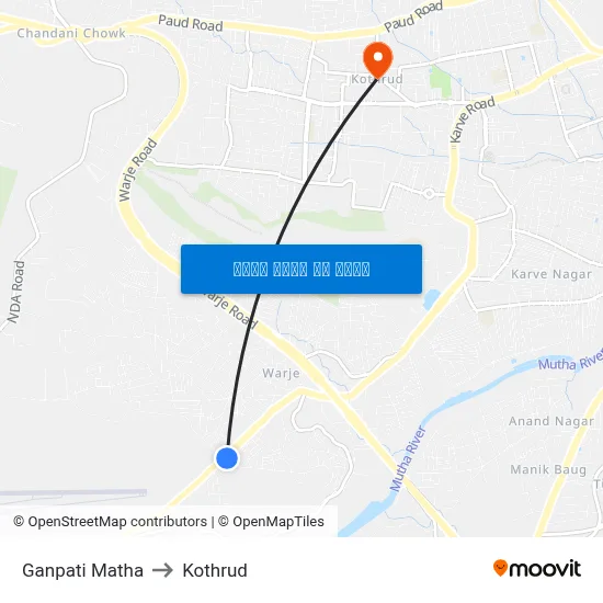 गणपति माथा to कोथरुड map