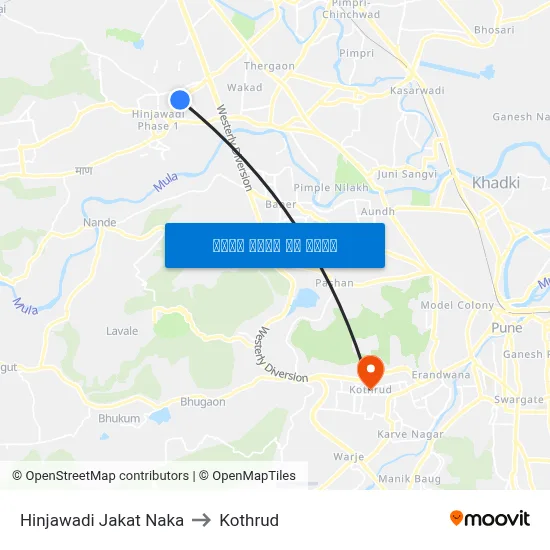 हिंजवाडी जकात नाका to कोथरुड map