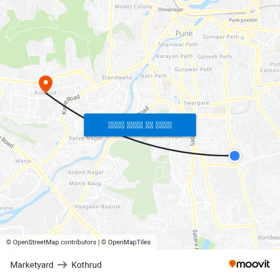 Marketyard to Kothrud map
