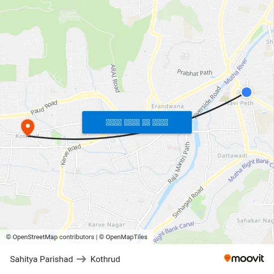 साहित्य परिषद to कोथरुड map