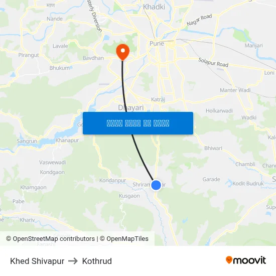 खेड शिवपुर to कोथरुड map