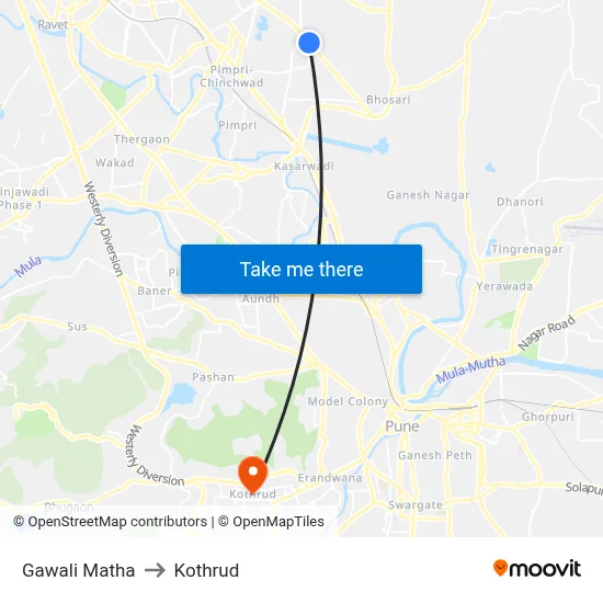 Gawali Matha to Kothrud map