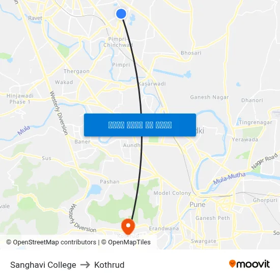 संघवी कॉलेज to कोथरुड map