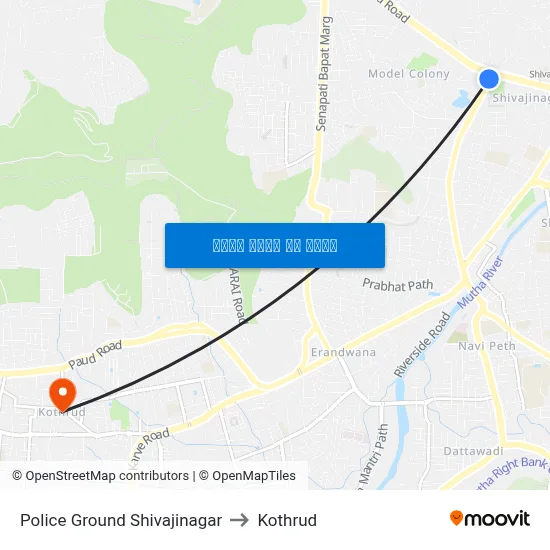 पुलिस ग्राउंड शिवाजीनगर to कोथरुड map